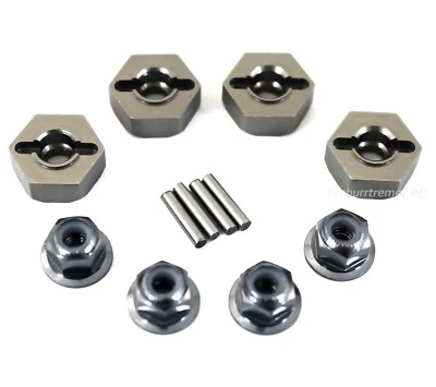 HSP Gunmetal Aluminum Wheel Hex Hubs 12mm Locknut Pin Redcat Volcano Tornado EPX - Image 1 of 3