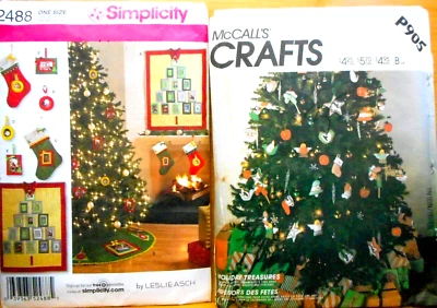 2 Patterns McCalls P905 Simplicity 2488 Christmas Decor Ornaments Advent+ New FF - Image 1 of 2