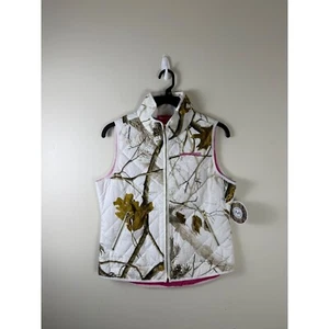 NWT Realtree Camo Puffer Vest Quilted Full Zip Pink Trim Women's M - Picture 1 of 6