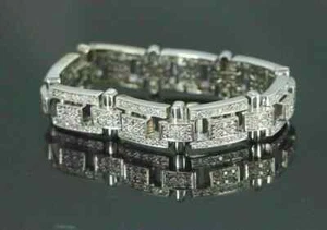 Brazalete de boda redondo de 8" para hombre de 8" con diamantes creados en laboratorio de 15 quilates - Imagen 1 de 6