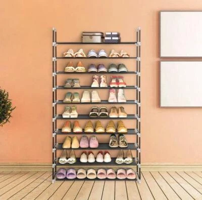 10 Tiers 50 Pairs Shoes Rack Stand Shelf Large Door Shoes Storage Organizer - Image 1 of 4