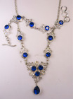 Sapphire Sterling Silver Matching Necklace & Bracelet Jewelry Set