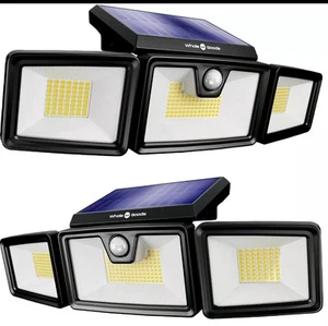 Whole Goods - Solar Lights For Outside 3-Heads-2pack- Security PIR Motion Lights - Picture 1 of 2