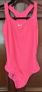 Nike Girls One Piece Swimsuit With White Swoosh, Size 12 - Picture 1 of 5