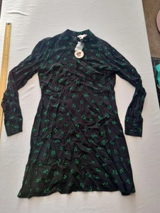 Ladies Long Sleeve Empire Dress Apricot Size 12 Black 31399 - Picture 1 of 17