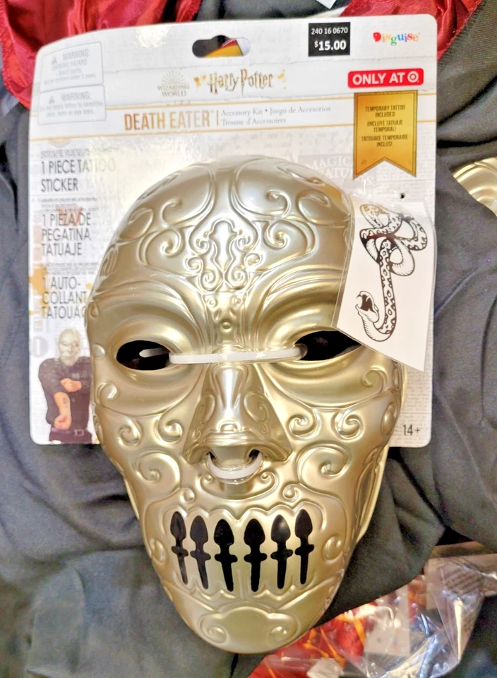 Harry Potter Death Eater Mask & Tattoo Accessory Kit Disguise Target New - Image 1 of 1