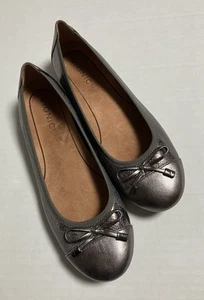 Womens Vionic Minna Flat Shoes Arch Support Pewter Metallic Snakeskin US 8M - Picture 1 of 10