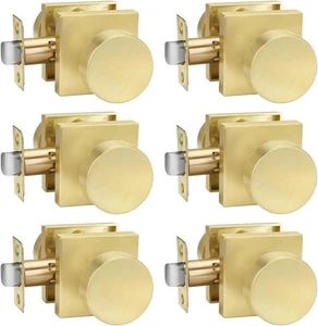 Golddurchgang Türgriffe, Zinklegierung gebürstetes Gold Finish, kein Schloss, 6er Pack - Bild 1 von 8