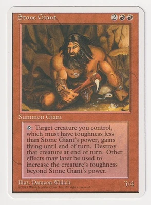Miscut Stone Giant MP 4th Edition MTG Magic Error Misprint Alpha Cut Corners! - Image 1 of 2