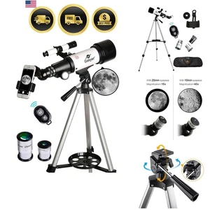 Telescope 70mm Aperture 400mm AZ Mount Refracting Telescope for Kids Beginners - Picture 1 of 10