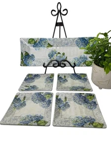 Juego de 5 Bandejas Florales Azules Melamina Hortensia Keller-Charles - Imagen 1 de 12