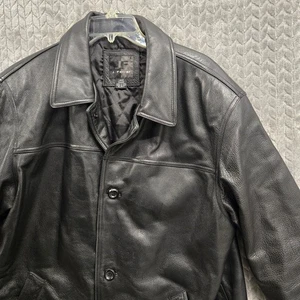 J. Ferrar schwarze Echtlederjacke Herren große Knopfleiste Steppfutter - Bild 1 von 12