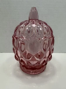 VTG Elizabeth Pink By Mosser Lidded Candy Dish Oval Medallions & Dots - Picture 1 of 14