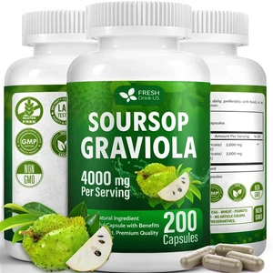 Premium 200 Soursop Kapseln 4000mg pro Portion 100 Tage Vorrat... - Bild 1 von 3