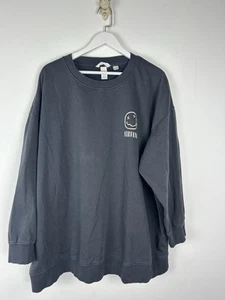 H&M Nirvana Damen XXL Graphic Crewneck Sweatshirt Pullover anthrazit grau - Bild 1 von 3