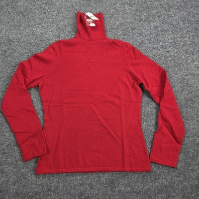 Sutton Studio Sweater Womens Medium Red 100% Cashmere Turtleneck Ribbed NWT - Image 1 of 4
