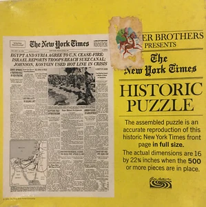 Parker Brothers New York Times Historic Puzzle Israel 6 Day War New Sealed VTG - Picture 1 of 8