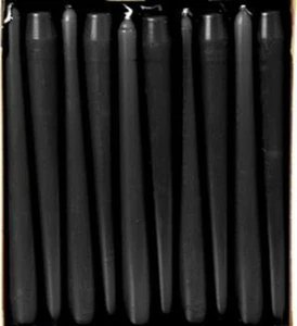 Tapered Dinner Candles Pack of 50 Black 7.5 Hours 245mm Restaurant Catering - Picture 1 of 3