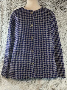 Maggie Sweet Vintage Women’s Large Blue Gold Lions Head Buttons Blazer Jacket - Picture 1 of 12