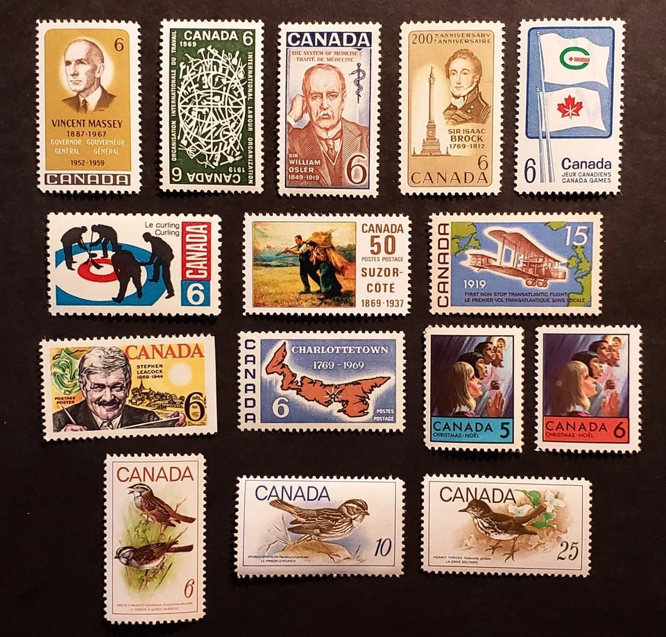 Stamps Canada Mint: Year 1969 set of 15 complete  VF MNH - Image 1 of 1