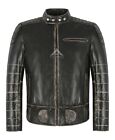 THUNDER MEN'S JAKCKET Black Wax Biker Fashion Pre Distressed Real Leather Jacket