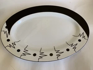 Black And White Platter Black Dots Heartbeat Art Deco XWDOO Designs 14.75 X 10.5 - Picture 1 of 7