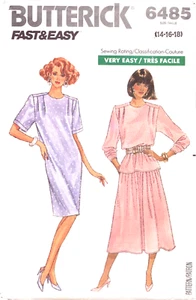 Butterick 6485 ~ Gr. 14-16-18 sehr leicht ~ Miss/Petite Kleider ~ ausgestellt/gerade ~ Top - Bild 1 von 4