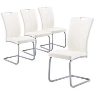 Set of 4 PU Leather High Back Chair for Dining Kitchen Room w/ Sturdy Steel Leg - Picture 1 of 12