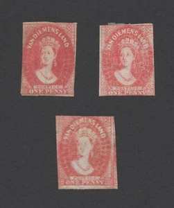 TASMANIA STAMPS 1867 QV CHALON HEADS 1d CARMINE SG #29 w DOUBLE PRINT VAR A1A15 - Picture 1 of 8