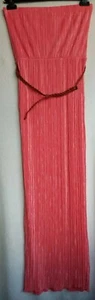 EVITA SIZE 10 CORAL/PINK CRINKLED BANDEAU STYLE MAXI DRESS + BELT BNWOT FREE P&P - Picture 1 of 7