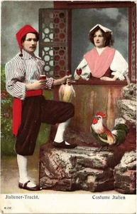 PC FOLKLORE MIT SEIDENSTICKEREI GEPRÄGT ITALIEN (a44879) - Bild 1 von 2