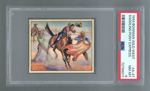 1949 Bowman Wild West #A-27 Saddling Pont Express PSA 8 NM-MT #72799011