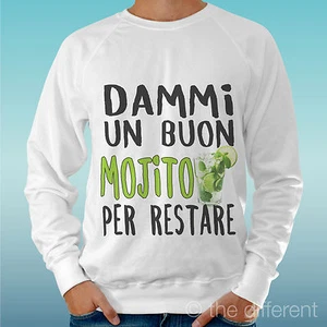 Felpa Uomo Bianco Dammi Un Buon Mojito Per Restare Idea Regalo - Foto 1 di 1