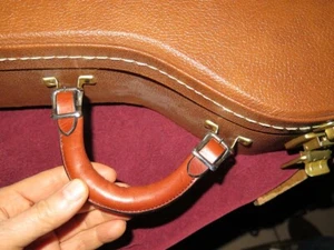 Leather buckle handle for Gibson tan case w/ figure 8 handle Les Paul L5 es 335 - Picture 1 of 12