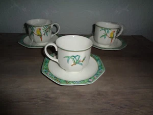 2 piattini tazza ottagonali VILLEROY BOCH Amazona HEINRICH Bone China Germania tropicale - Foto 1 di 2