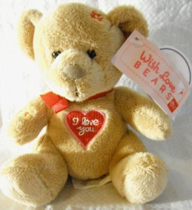 *1609* Russ Berrie - With Love Bears - I love you Teddy - "Village" - tag - rare - Picture 1 of 5