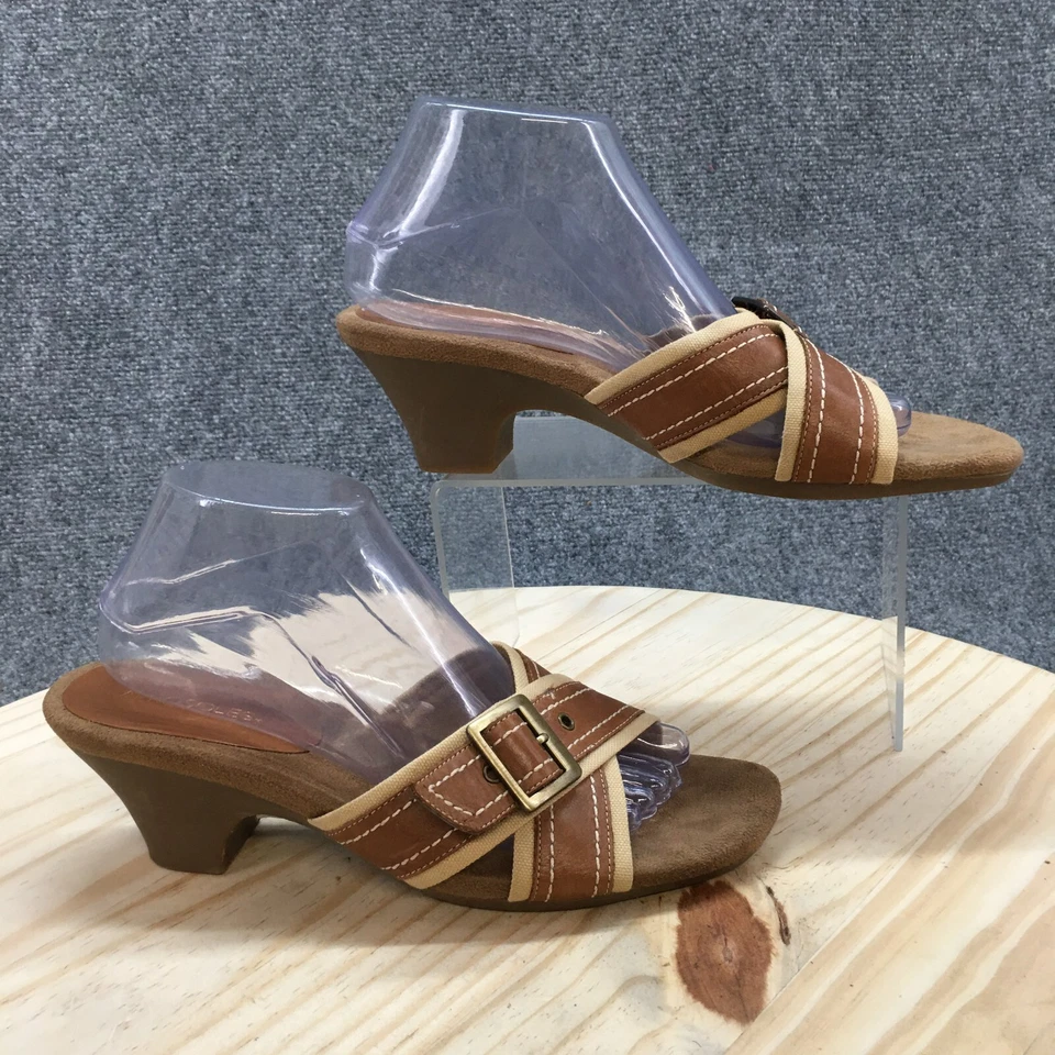 Sandalias Aerosoles Mujer 9.5 M Álgebra Slides Cuero Marrón Informal Hebilla Tacón Foto 1 de 4