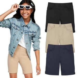 Juniors Skinny Super Stretch School Uniform Bermuda Shorts (1/2 - 17/18) NEW - Picture 1 of 11