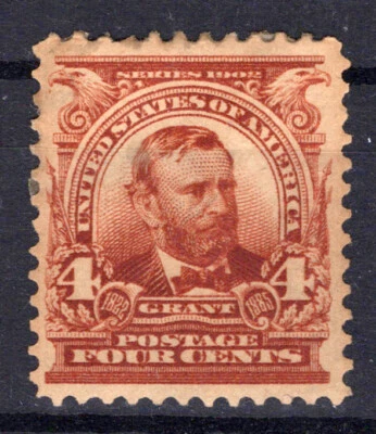 Марки США 303 MH VF 4c коричневые Pres. Grant, тонкое пятно ZAYIX 1024M0216 - Изображение 1 из 2