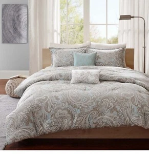 5 Piece Paisley Floral All Over Pattern Comforter Set Cal King Size Featuring - Picture 1 of 3