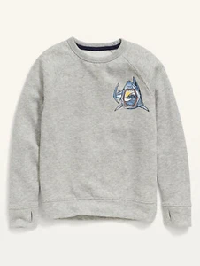 Old Navy Kid Boys Gray Vintage Shark-Graphic Pullover Sweatshirt Size L or XL - Picture 1 of 1