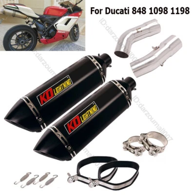 2x Mid Link Pipe Connect 51mm Muffler For Ducati 848 1098 1198 Motorycle Exhaust - Изображение 1 из 4