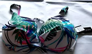 Island Escape White Multicolor Swim Bra Size 16 - Picture 1 of 2