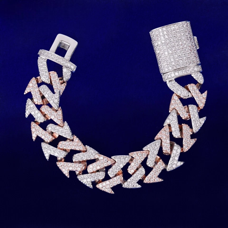 5AAA+ CZ Ice Out Hop Hip  Miami Cuban Link Bracelet 14k Real Gold Plated 7-9Inch - Image 1 of 4