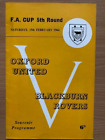 Oxford V Blackburn 1963/64 Fa Cup Programme