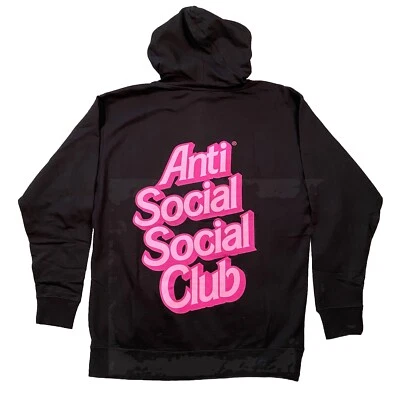 Anti Social Social Club Hoodie Sweatshirt Mens L Black Barbie Streetwear USA - Image 1 of 4