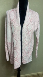 Only Limitless Damen große offene Strickjacke Southeastern Strick Pullover rosa weiß - Bild 1 von 13