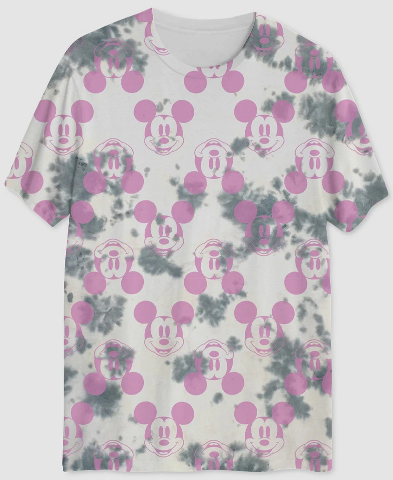 Hybrid Men's White Mickey Mouse Sunlight Activated Tie Dyed T-Shirt Size S