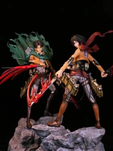 Attack on Titan Rivaille Ackerman & Mikasa Ackerman Battlefield Figure Statue - Picture 1 of 26