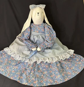 Vtg Handmade Muslin Long Eared Country Bunny Rabbit Dress Easter Girl - Picture 1 of 11